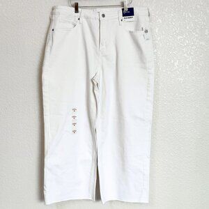 Old Navy NWT Sky-Hi Wide Leg Jeans Crop Sz 16 White Trending Retro Style Raw Hem
